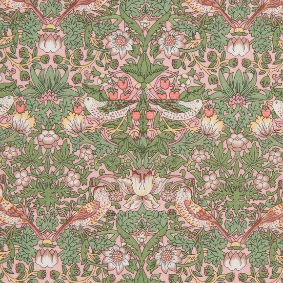 Økologisk - Strawberry Thief, Lyserød (Liberty Tana Lawn®), 136 cm bredt